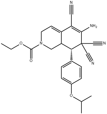 ethyl 6-amino-5,7,7-tricyano-8-(4-isopropoxyphenyl)-3,7,8,8a-tetrahydro-2(1H)-isoquinolinecarboxylate Structure