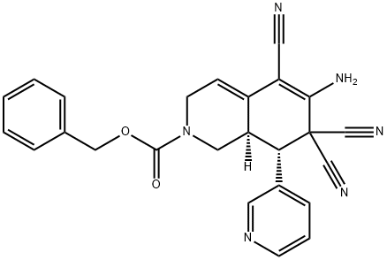 benzyl 6-amino-5,7,7-tricyano-8-(3-pyridinyl)-3,7,8,8a-tetrahydro-2(1H)-isoquinolinecarboxylate 구조식 이미지