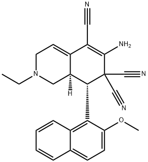 6-amino-2-ethyl-8-(2-methoxy-1-naphthyl)-2,3,8,8a-tetrahydro-5,7,7(1H)-isoquinolinetricarbonitrile Structure