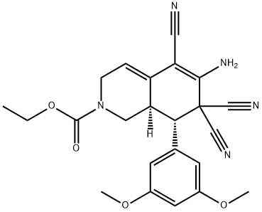 ethyl 6-amino-5,7,7-tricyano-8-(3,5-dimethoxyphenyl)-3,7,8,8a-tetrahydro-2(1H)-isoquinolinecarboxylate 구조식 이미지