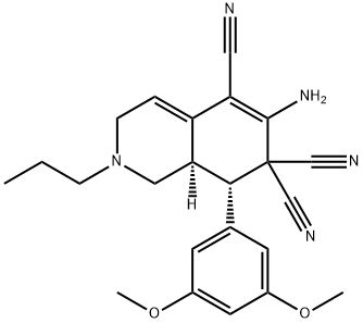 6-amino-8-(3,5-dimethoxyphenyl)-2-propyl-2,3,8,8a-tetrahydro-5,7,7(1H)-isoquinolinetricarbonitrile 구조식 이미지