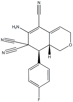 6-amino-8-(4-fluorophenyl)-8,8a-dihydro-1H-isochromene-5,7,7(3H)-tricarbonitrile 구조식 이미지