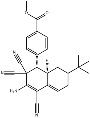 methyl 4-(3-amino-7-tert-butyl-2,2,4-tricyano-1,2,6,7,8,8a-hexahydro-1-naphthalenyl)benzoate 구조식 이미지