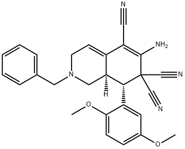 6-amino-2-benzyl-8-(2,5-dimethoxyphenyl)-2,3,8,8a-tetrahydro-5,7,7(1H)-isoquinolinetricarbonitrile 구조식 이미지