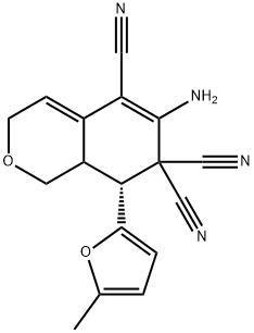 6-amino-8-(5-methyl-2-furyl)-8,8a-dihydro-1H-isochromene-5,7,7(3H)-tricarbonitrile 구조식 이미지