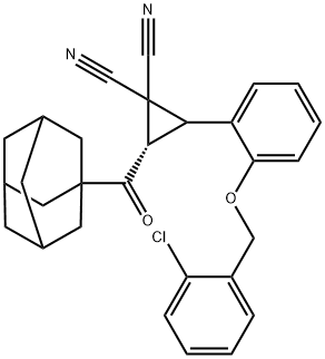 2-(1-adamantylcarbonyl)-3-{2-[(2-chlorobenzyl)oxy]phenyl}-1,1-cyclopropanedicarbonitrile Structure