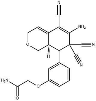 2-[3-(6-amino-5,7,7-tricyano-3,7,8,8a-tetrahydro-1H-isochromen-8-yl)phenoxy]acetamide Structure