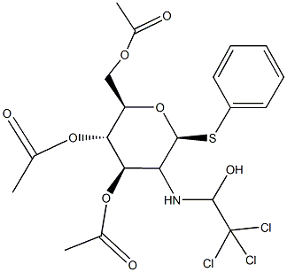 phenyl 3,4,6-tri-O-acetyl-2-deoxy-1-thio-2-[(2,2,2-trichloro-1-hydroxyethyl)amino]hexopyranoside 구조식 이미지