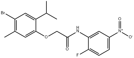 2-(4-bromo-2-isopropyl-5-methylphenoxy)-N-{2-fluoro-5-nitrophenyl}acetamide Structure