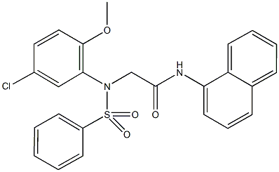 2-[5-chloro-2-methoxy(phenylsulfonyl)anilino]-N-(1-naphthyl)acetamide Structure