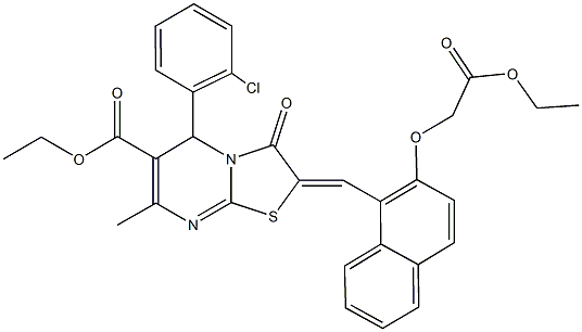 ethyl 5-(2-chlorophenyl)-2-{[2-(2-ethoxy-2-oxoethoxy)-1-naphthyl]methylene}-7-methyl-3-oxo-2,3-dihydro-5H-[1,3]thiazolo[3,2-a]pyrimidine-6-carboxylate Structure