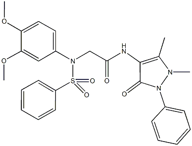 2-[3,4-dimethoxy(phenylsulfonyl)anilino]-N-(1,5-dimethyl-3-oxo-2-phenyl-2,3-dihydro-1H-pyrazol-4-yl)acetamide 구조식 이미지