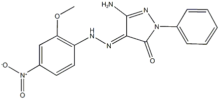 3-amino-1-phenyl-1H-pyrazole-4,5-dione 4-({4-nitro-2-methoxyphenyl}hydrazone) 구조식 이미지