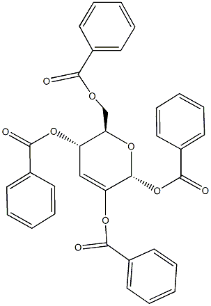 1,2,4,6-tetra-O-benzoyl-3-deoxyhex-2-enopyranose 구조식 이미지