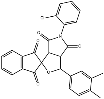 5-(2-chlorophenyl)-1-(3,4-dimethylphenyl)-3a,6a-dihydrosprio[1H-furo[3,4-c]pyrrole-3,2'-(1'H)-indene]-1',3',4,6(2'H,3H,5H)-tetrone Structure
