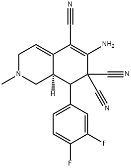 6-amino-8-(3,4-difluorophenyl)-2-methyl-2,3,8,8a-tetrahydro-5,7,7(1H)-isoquinolinetricarbonitrile 구조식 이미지