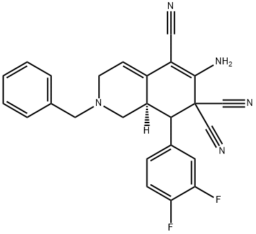 6-amino-2-benzyl-8-(3,4-difluorophenyl)-2,3,8,8a-tetrahydro-5,7,7(1H)-isoquinolinetricarbonitrile Structure