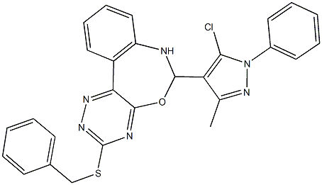 3-(benzylsulfanyl)-6-(5-chloro-3-methyl-1-phenyl-1H-pyrazol-4-yl)-6,7-dihydro[1,2,4]triazino[5,6-d][3,1]benzoxazepine 구조식 이미지