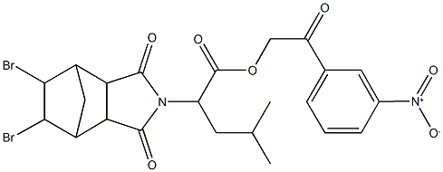 2-{3-nitrophenyl}-2-oxoethyl 2-(8,9-dibromo-3,5-dioxo-4-azatricyclo[5.2.1.0~2,6~]dec-4-yl)-4-methylpentanoate Structure