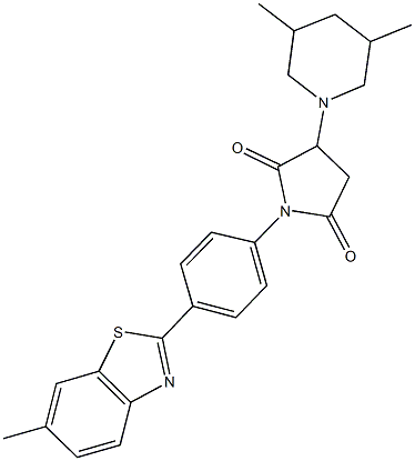 3-(3,5-dimethyl-1-piperidinyl)-1-[4-(6-methyl-1,3-benzothiazol-2-yl)phenyl]-2,5-pyrrolidinedione Structure