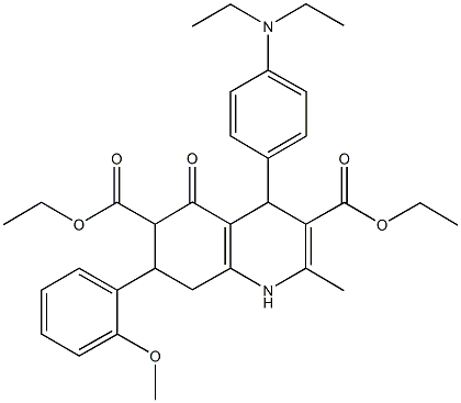 diethyl 4-[4-(diethylamino)phenyl]-7-(2-methoxyphenyl)-2-methyl-5-oxo-1,4,5,6,7,8-hexahydro-3,6-quinolinedicarboxylate Structure