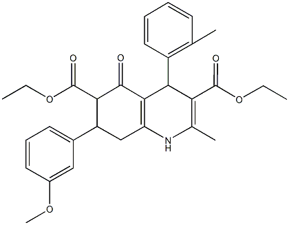 diethyl 7-(3-methoxyphenyl)-2-methyl-4-(2-methylphenyl)-5-oxo-1,4,5,6,7,8-hexahydro-3,6-quinolinedicarboxylate Structure