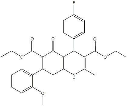 diethyl 4-(4-fluorophenyl)-7-(2-methoxyphenyl)-2-methyl-5-oxo-1,4,5,6,7,8-hexahydro-3,6-quinolinedicarboxylate Structure