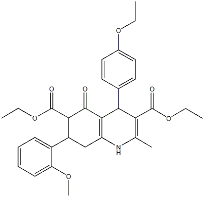 diethyl 4-(4-ethoxyphenyl)-7-(2-methoxyphenyl)-2-methyl-5-oxo-1,4,5,6,7,8-hexahydro-3,6-quinolinedicarboxylate Structure