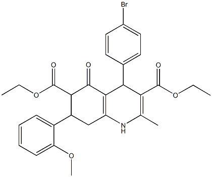 diethyl 4-(4-bromophenyl)-7-(2-methoxyphenyl)-2-methyl-5-oxo-1,4,5,6,7,8-hexahydro-3,6-quinolinedicarboxylate Structure