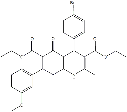 diethyl 4-(4-bromophenyl)-7-(3-methoxyphenyl)-2-methyl-5-oxo-1,4,5,6,7,8-hexahydro-3,6-quinolinedicarboxylate 구조식 이미지
