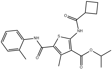 isopropyl 2-[(cyclobutylcarbonyl)amino]-4-methyl-5-(2-toluidinocarbonyl)thiophene-3-carboxylate 구조식 이미지