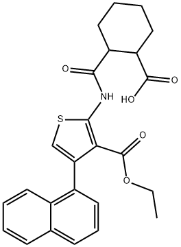 2-({[3-(ethoxycarbonyl)-4-(1-naphthyl)thien-2-yl]amino}carbonyl)cyclohexanecarboxylic acid 구조식 이미지