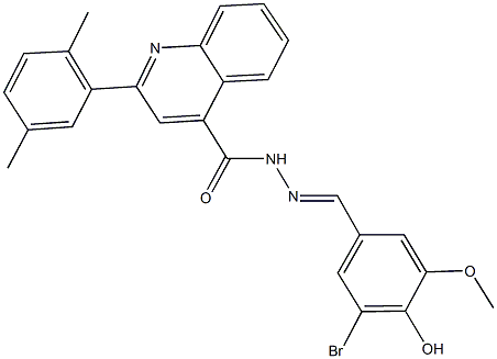 N'-(3-bromo-4-hydroxy-5-methoxybenzylidene)-2-(2,5-dimethylphenyl)-4-quinolinecarbohydrazide 구조식 이미지