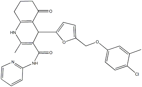 4-{5-[(4-chloro-3-methylphenoxy)methyl]-2-furyl}-2-methyl-5-oxo-N-pyridin-2-yl-1,4,5,6,7,8-hexahydroquinoline-3-carboxamide Structure