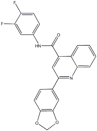 2-(1,3-benzodioxol-5-yl)-N-(3,4-difluorophenyl)-4-quinolinecarboxamide 구조식 이미지