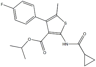 isopropyl 2-[(cyclopropylcarbonyl)amino]-4-(4-fluorophenyl)-5-methyl-3-thiophenecarboxylate 구조식 이미지