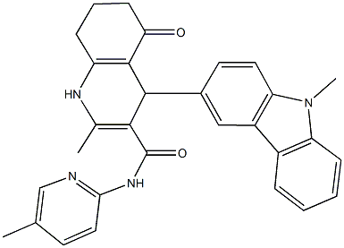 2-methyl-4-(9-methyl-9H-carbazol-3-yl)-N-(5-methylpyridin-2-yl)-5-oxo-1,4,5,6,7,8-hexahydroquinoline-3-carboxamide Structure