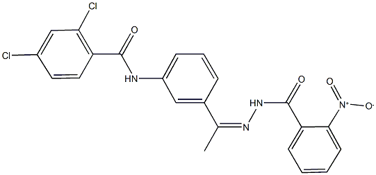 2,4-dichloro-N-[3-(N-{2-nitrobenzoyl}ethanehydrazonoyl)phenyl]benzamide 구조식 이미지