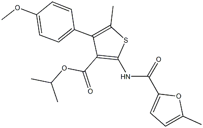 isopropyl 4-(4-methoxyphenyl)-5-methyl-2-[(5-methyl-2-furoyl)amino]-3-thiophenecarboxylate 구조식 이미지