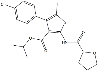 isopropyl 4-(4-chlorophenyl)-5-methyl-2-[(tetrahydro-2-furanylcarbonyl)amino]-3-thiophenecarboxylate Structure