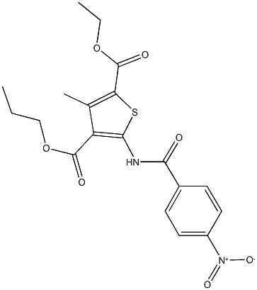 2-ethyl 4-propyl 5-({4-nitrobenzoyl}amino)-3-methyl-2,4-thiophenedicarboxylate 구조식 이미지