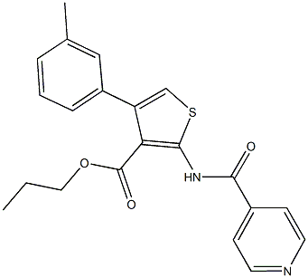 propyl 2-(isonicotinoylamino)-4-(3-methylphenyl)-3-thiophenecarboxylate Structure