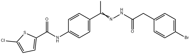 N-(4-{N-[(4-bromophenyl)acetyl]ethanehydrazonoyl}phenyl)-5-chloro-2-thiophenecarboxamide 구조식 이미지