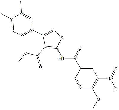 methyl 4-(3,4-dimethylphenyl)-2-({3-nitro-4-methoxybenzoyl}amino)-3-thiophenecarboxylate Structure