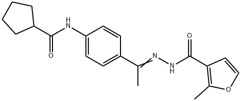 N-{4-[N-(2-methyl-3-furoyl)ethanehydrazonoyl]phenyl}cyclopentanecarboxamide Structure