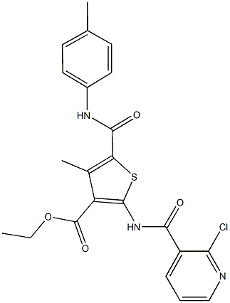 ethyl 2-{[(2-chloro-3-pyridinyl)carbonyl]amino}-4-methyl-5-(4-toluidinocarbonyl)-3-thiophenecarboxylate Structure