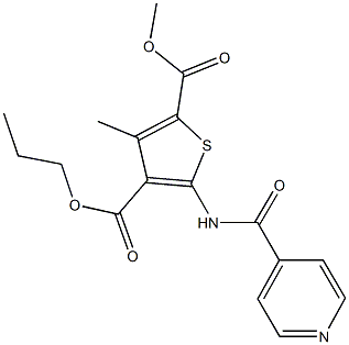 2-methyl 4-propyl 5-(isonicotinoylamino)-3-methyl-2,4-thiophenedicarboxylate 구조식 이미지