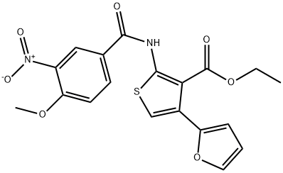 ethyl 4-(2-furyl)-2-({3-nitro-4-methoxybenzoyl}amino)-3-thiophenecarboxylate 구조식 이미지