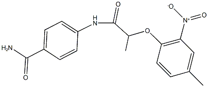 4-[(2-{2-nitro-4-methylphenoxy}propanoyl)amino]benzamide 구조식 이미지