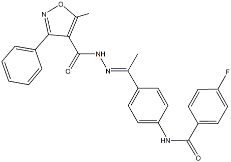 4-fluoro-N-(4-{N-[(5-methyl-3-phenyl-4-isoxazolyl)carbonyl]ethanehydrazonoyl}phenyl)benzamide 구조식 이미지